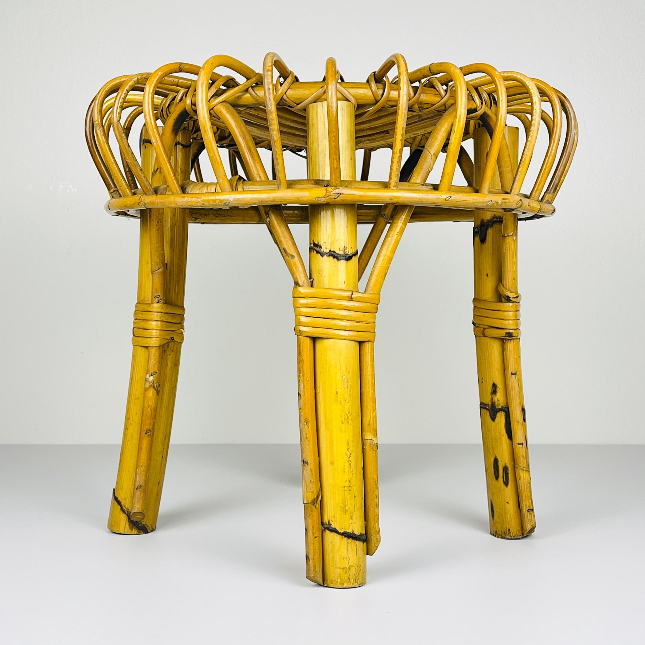 Vintage-Hocker aus Rattan, Italien, 1960er Jahre (Moderne der Mitte des Jahrhunderts) im Angebot