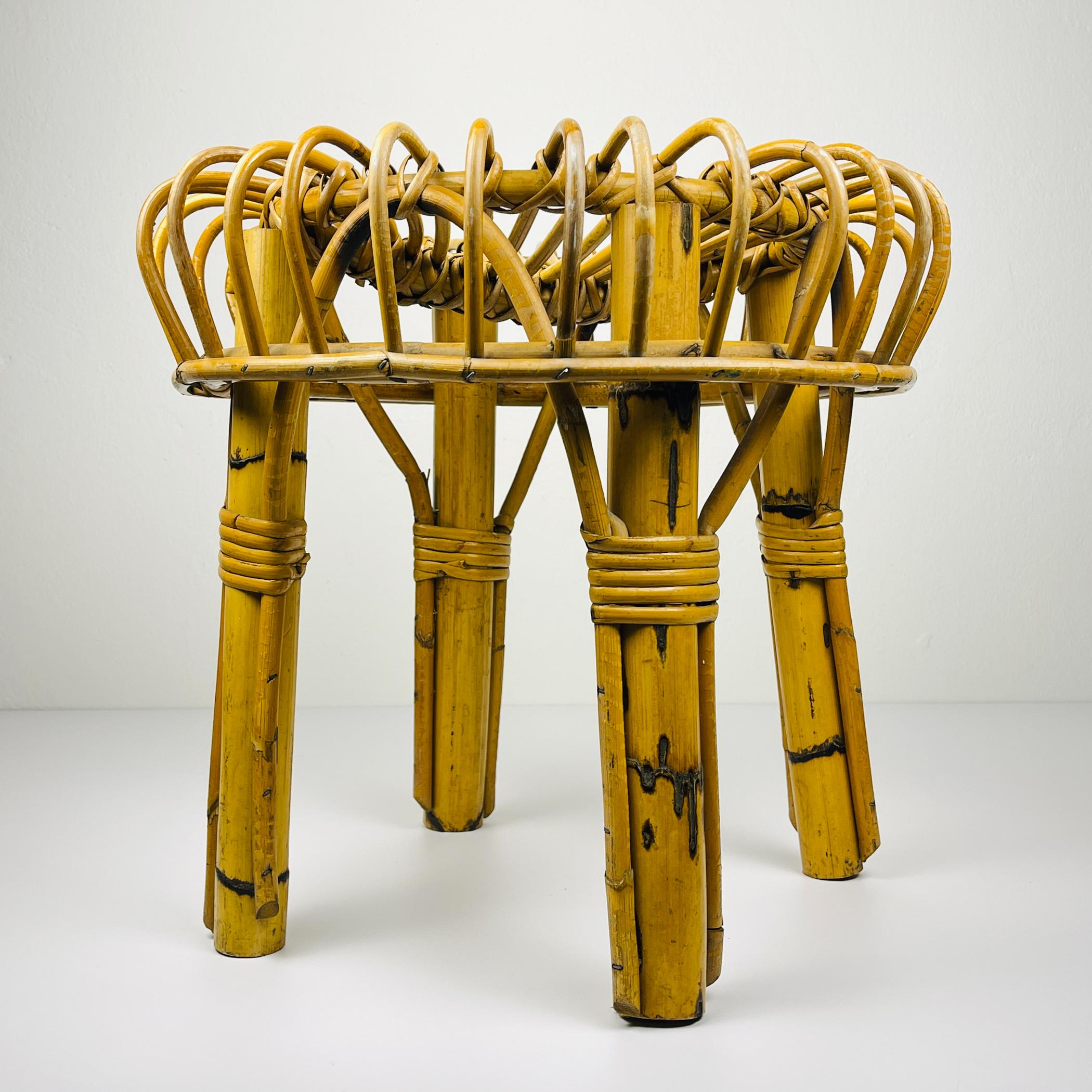 Vintage-Hocker aus Rattan, Italien, 1960er Jahre im Zustand „Gut“ im Angebot in Miklavž Pri Taboru, SI