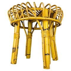 Vintage Rattan Stool, Italy, 1960s