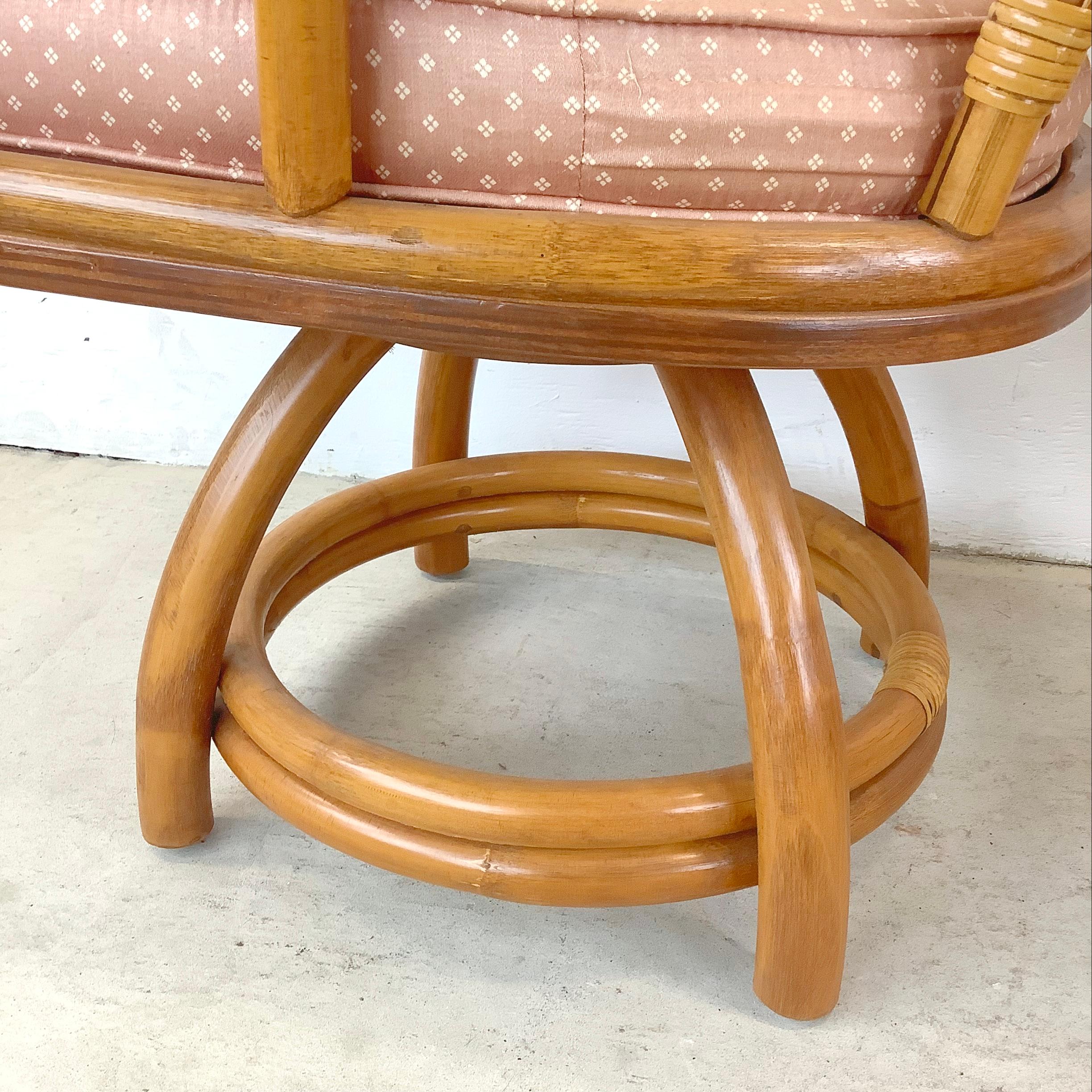 Vintage Rattan Swivel Chairs after Ficks Reed- set 4 For Sale 5