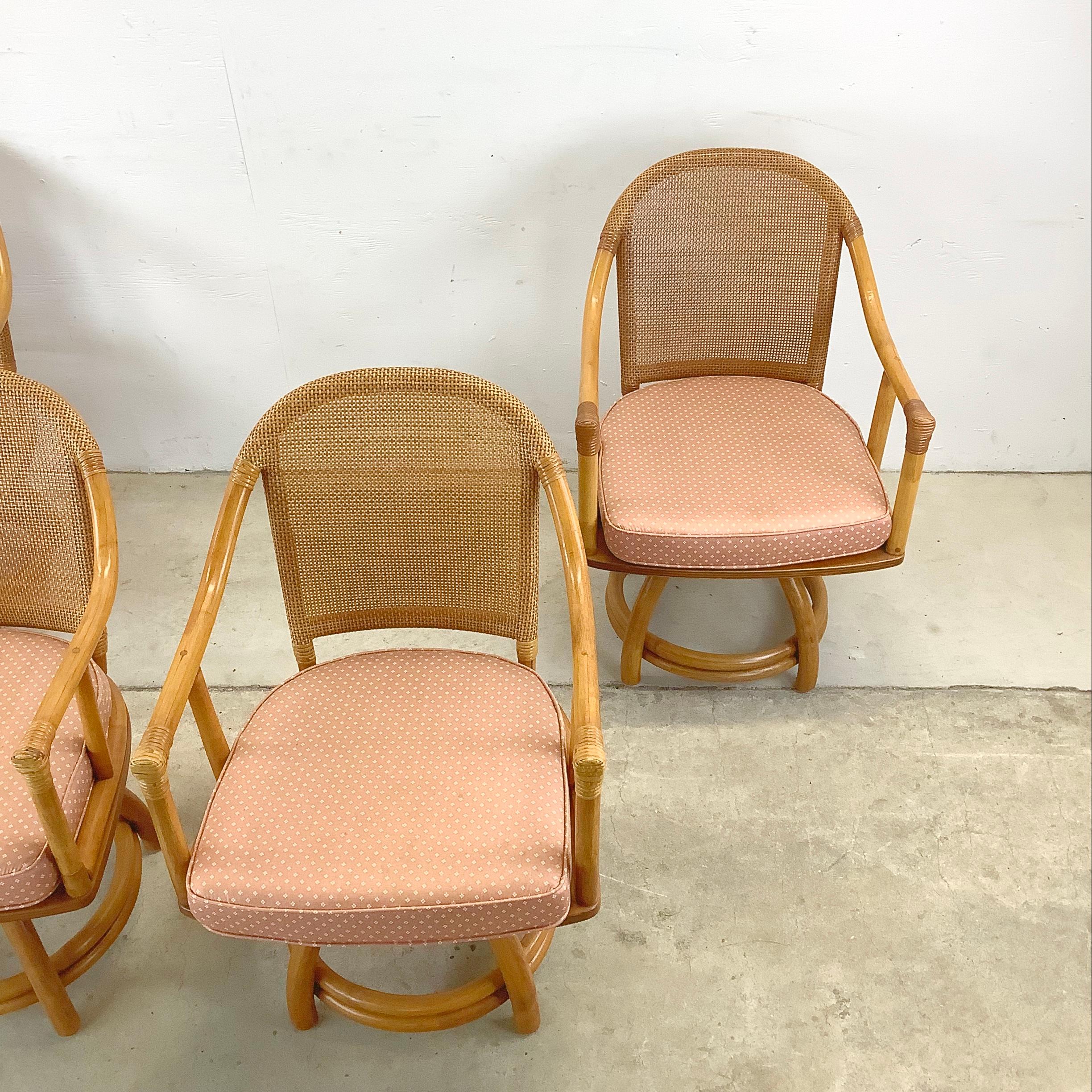 20th Century Vintage Rattan Swivel Chairs after Ficks Reed- set 4 For Sale