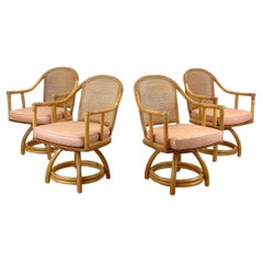 Retro Rattan Swivel Chairs after Ficks Reed- set 4