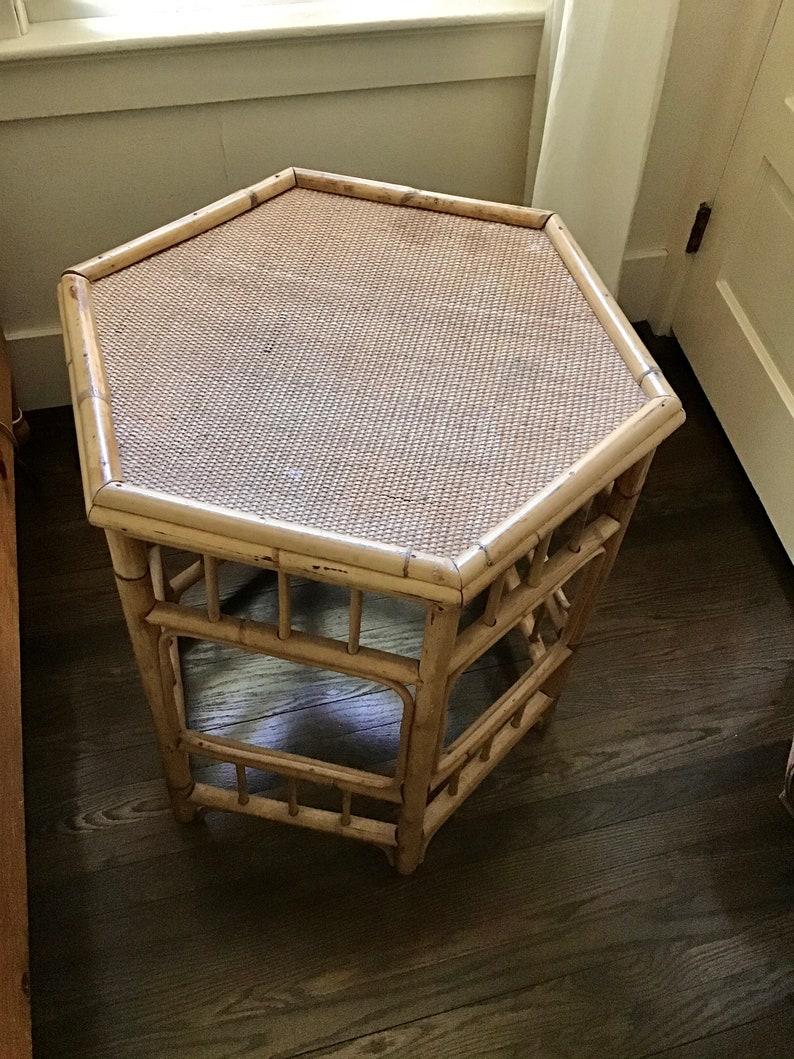 Bohemian Bamboo Tea Table Vintage Octagonal Rattan Table For Sale