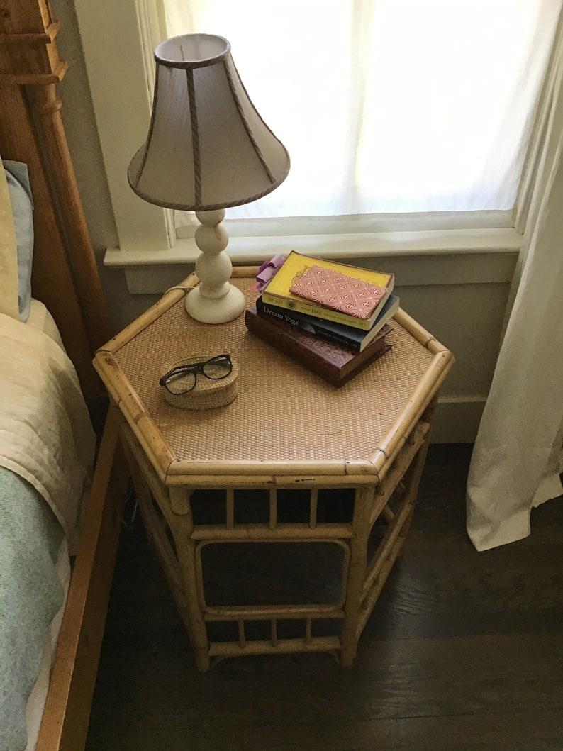 Bamboo Tea Table Vintage Octagonal Rattan Table For Sale 2