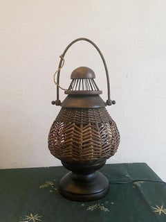 Vintage Rattan Table Lamp Circa 1980s