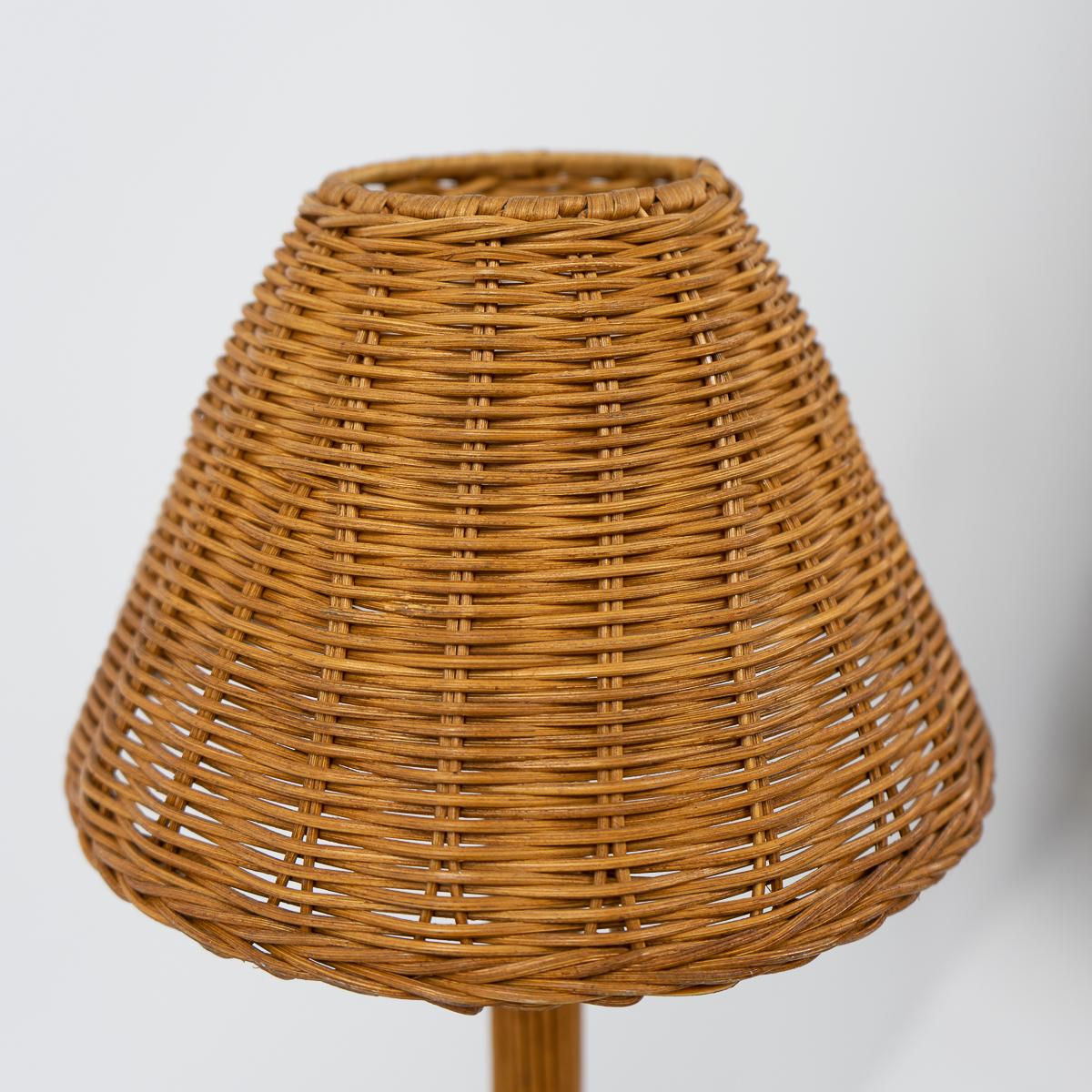 Rattan Lampada da tavolo in rattan vintage, Italia, anni '70 in vendita