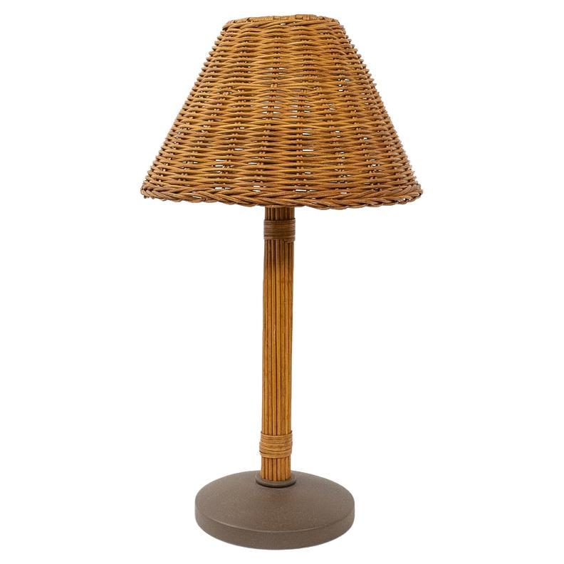 Vintage Rattan Table Lamp, Italy, 1970s
