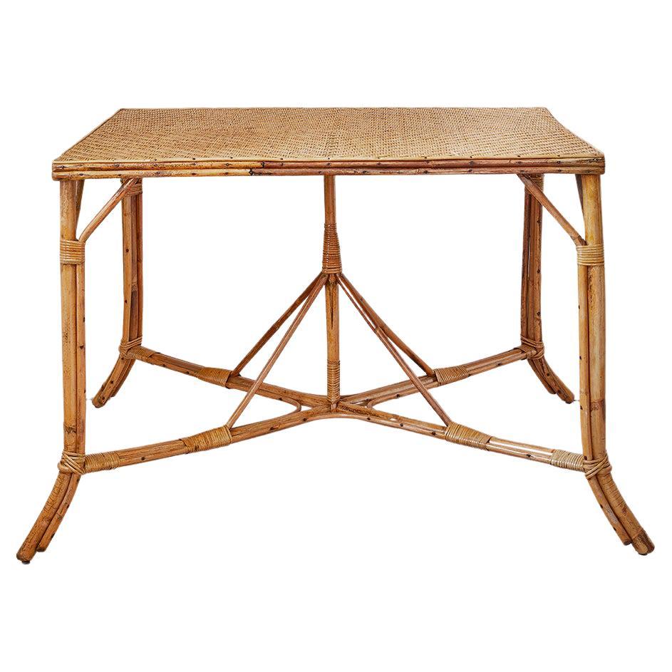 Vintage Rattan Table with Elegant Woven Details, France 1940's at 1stDibs
