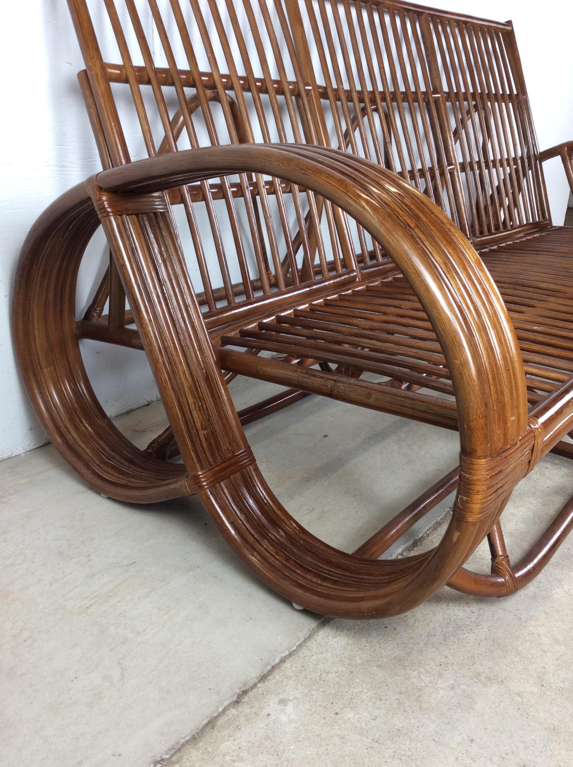 Canapé trois places en rotin vintage avec structure en vente 3