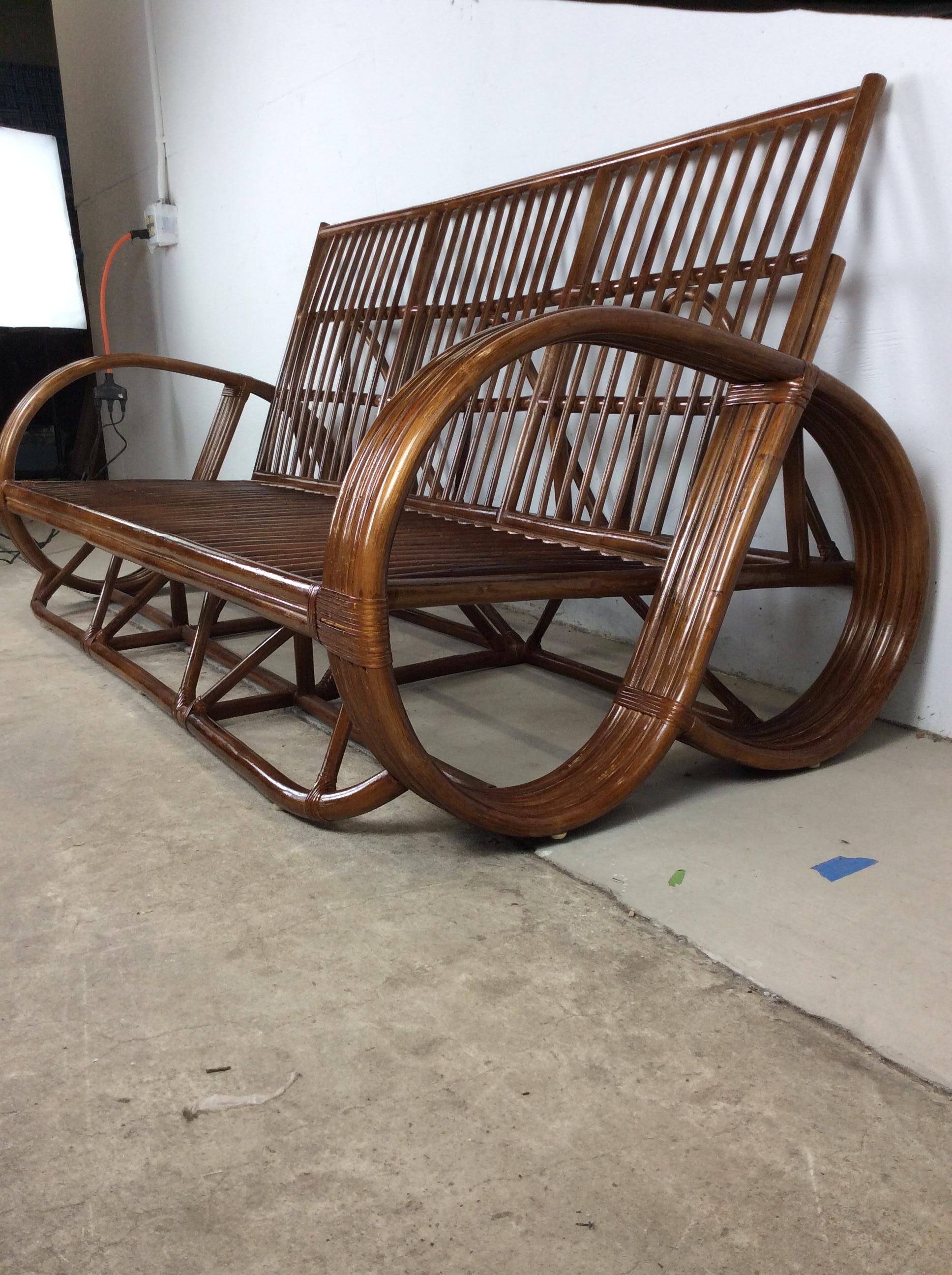 20ième siècle Canapé trois places en rotin vintage avec structure en vente