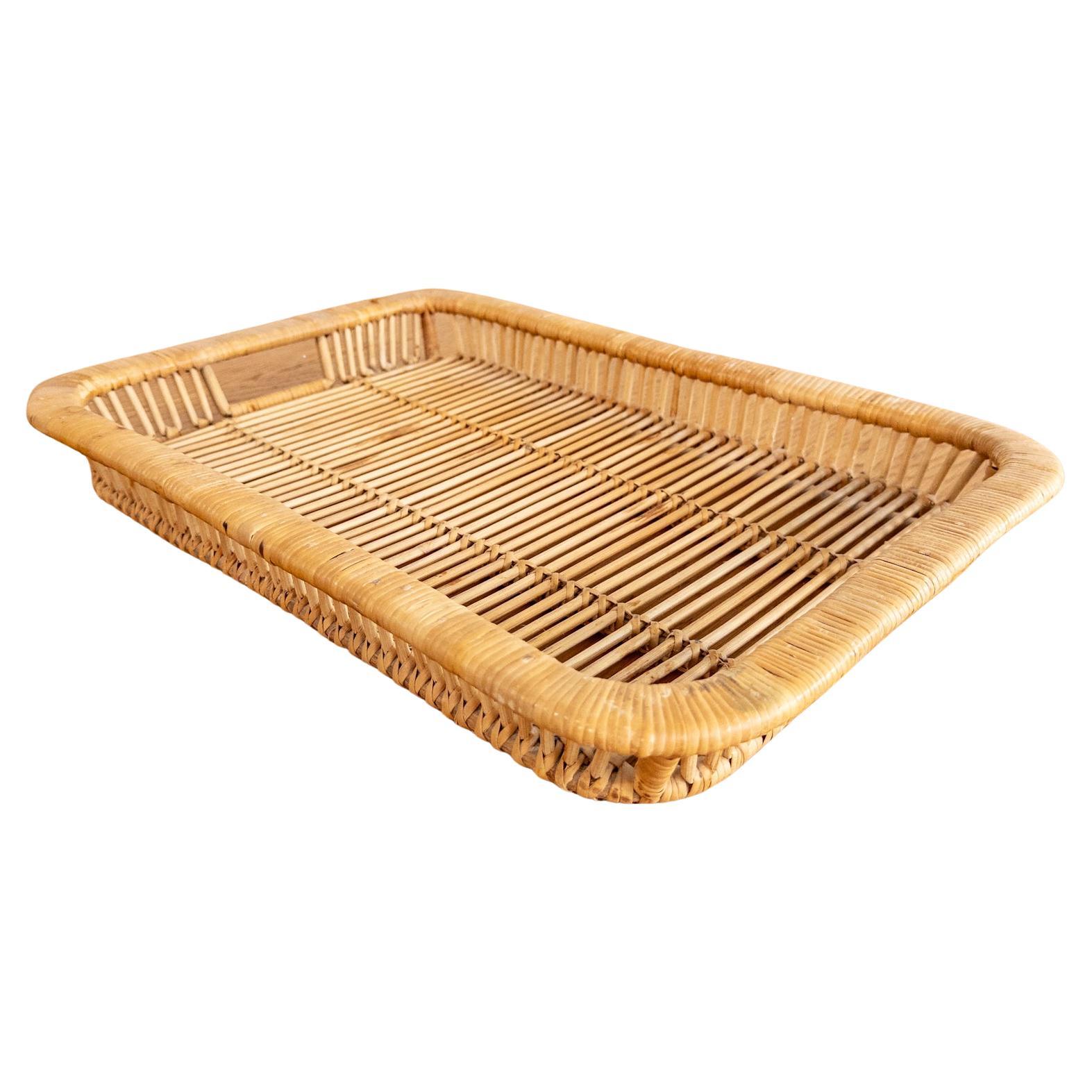 Bandeja vintage de ratán de Artek, Finlandia, años 50-60