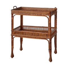 Vintage-Tabletttisch aus Rattan mit eleganten gewebten Details, Frankreich 1930er Jahre