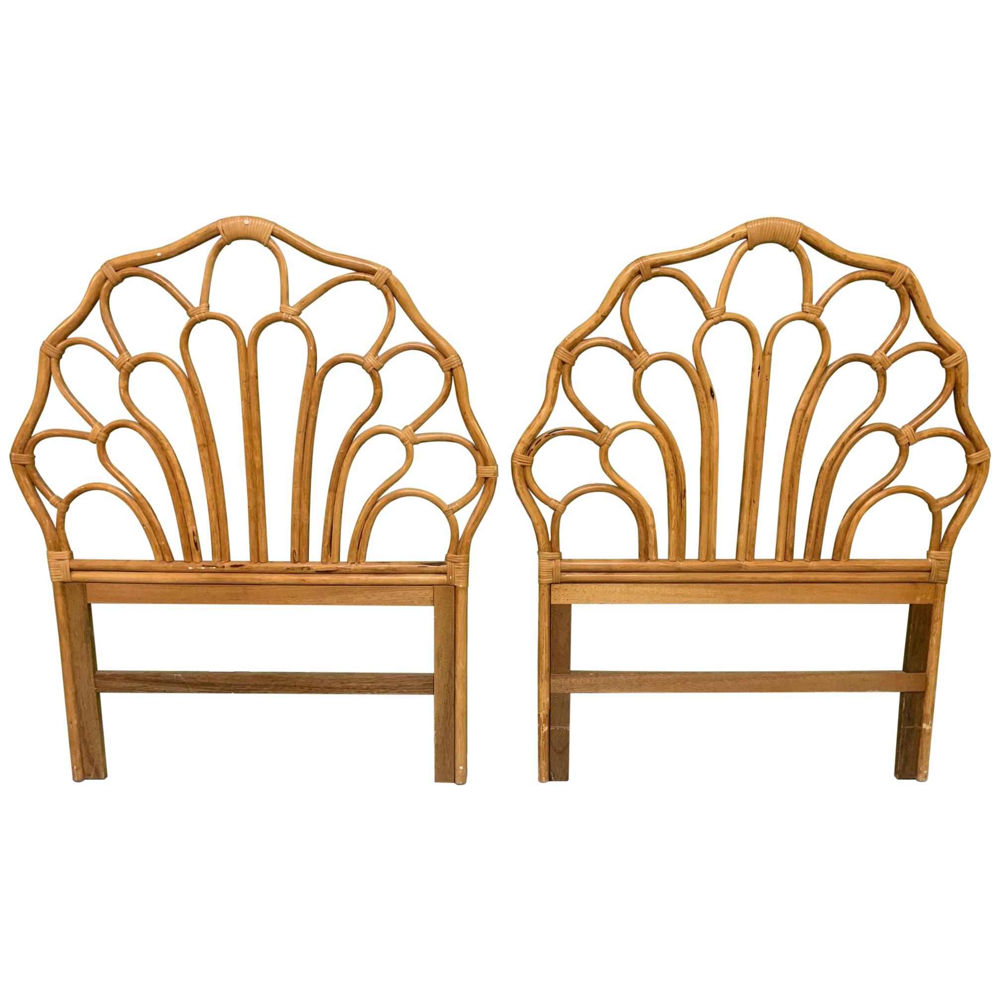 Vintage Rattan Twin Size Headboards, a Pair