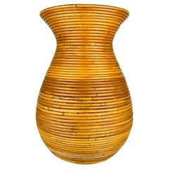 Vaso in rattan vintage, stile Gabriella Crespi, Italia anni '70