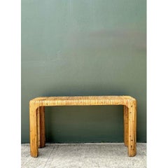 Vintage Rattan Waterfall Console Table