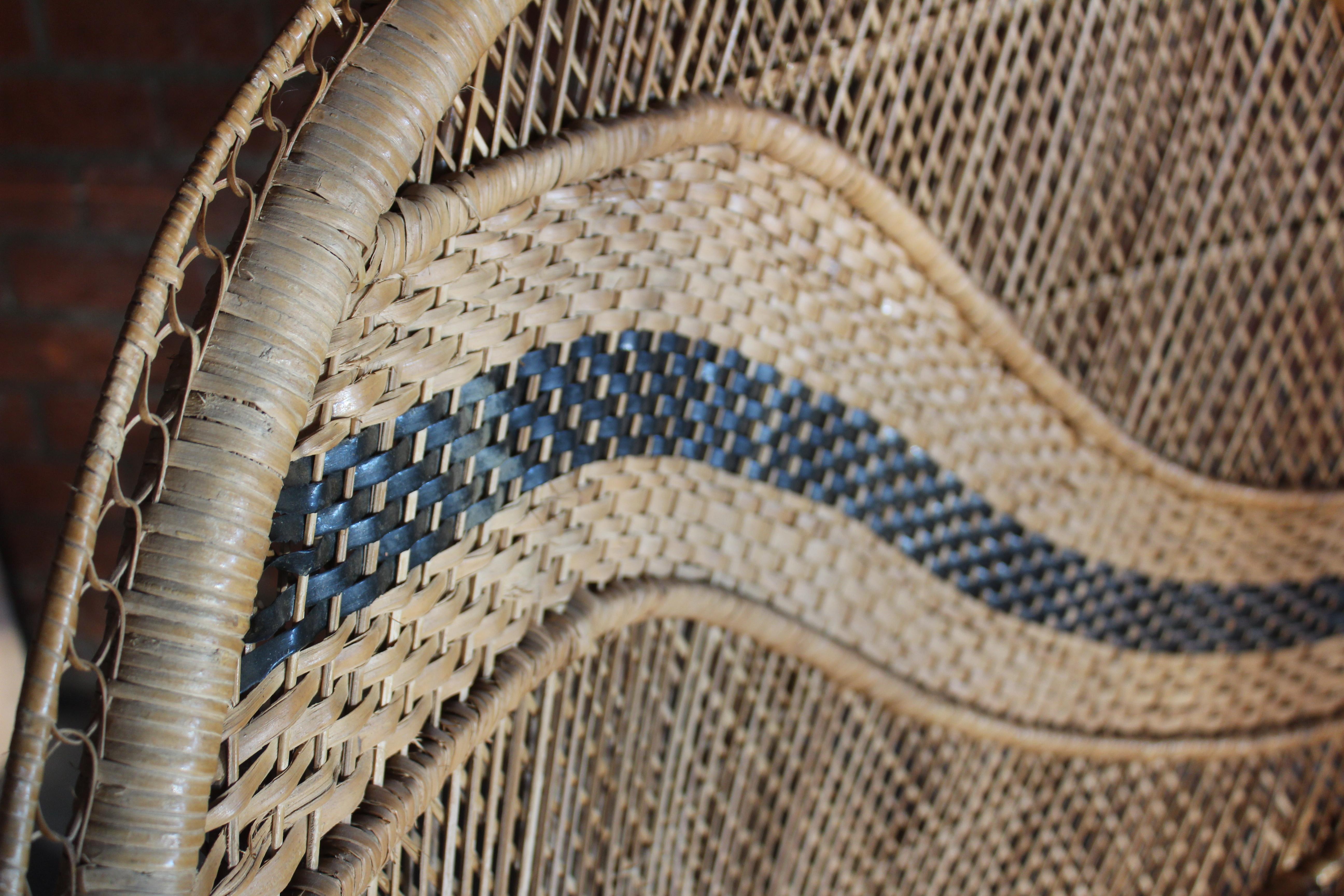 Vintage Rattan & Wicker Emmanuelle Peacock Chairs, France, 1960s 9