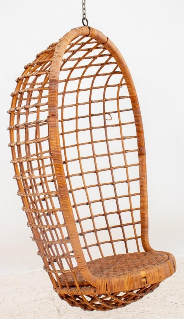Vintage Rattan Wicker Hanging Egg Chair For Sale at 1stDibs