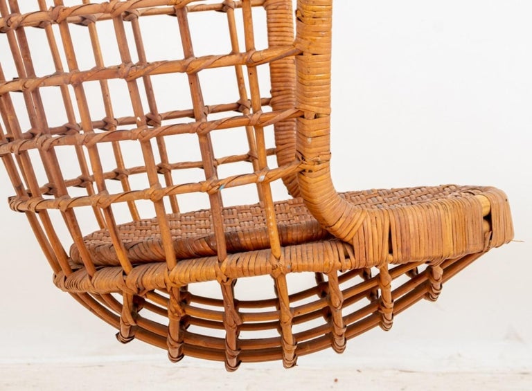 Vintage Rattan Wicker Hanging Egg Chair For Sale at 1stDibs