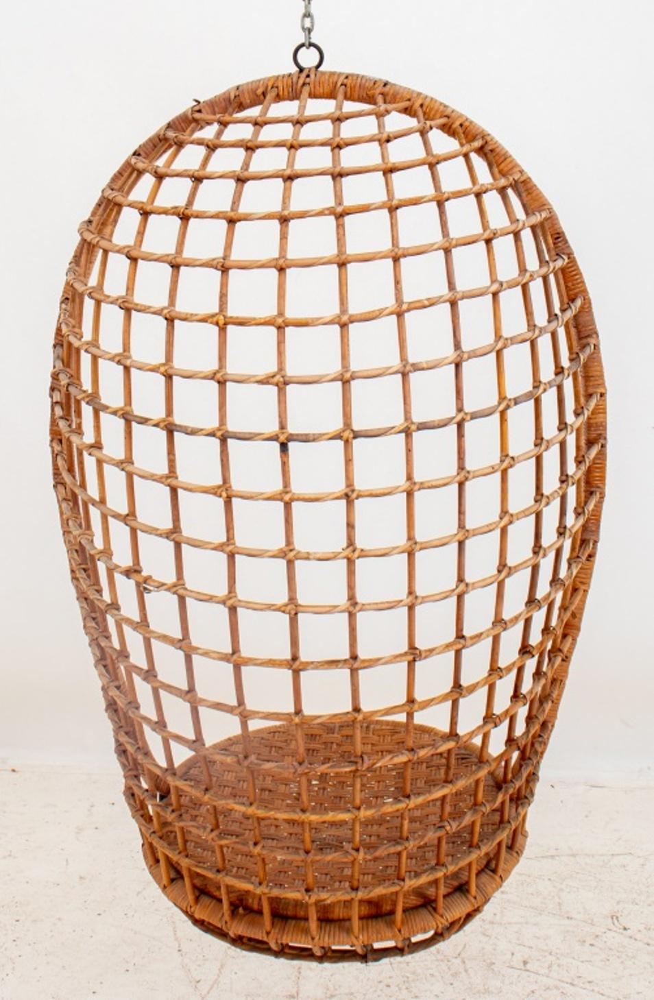 20th Century Vintage Rattan Wicker Hanging Egg Chair