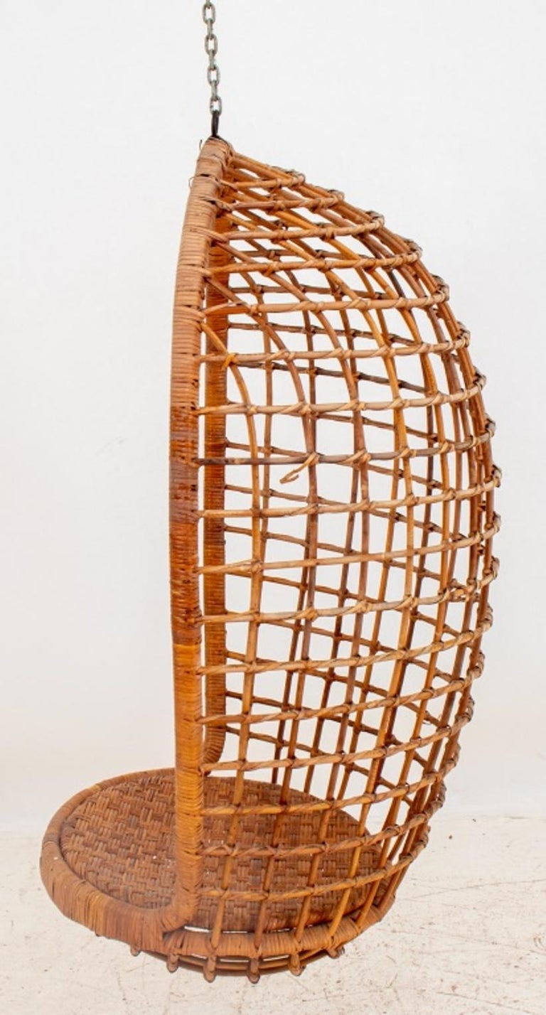 Vintage Rattan Wicker Hanging Egg Chair For Sale at 1stDibs