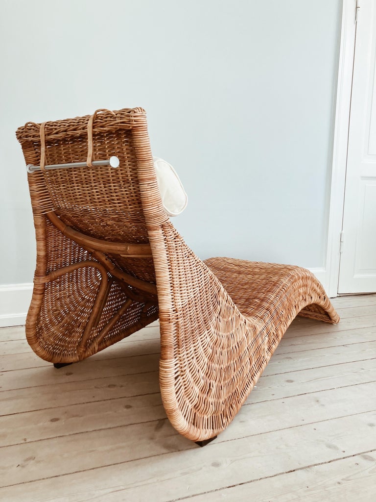 Vintage rattan wicker IKEA, “Karlskrona” lounge chair For Sale at 1stDibs