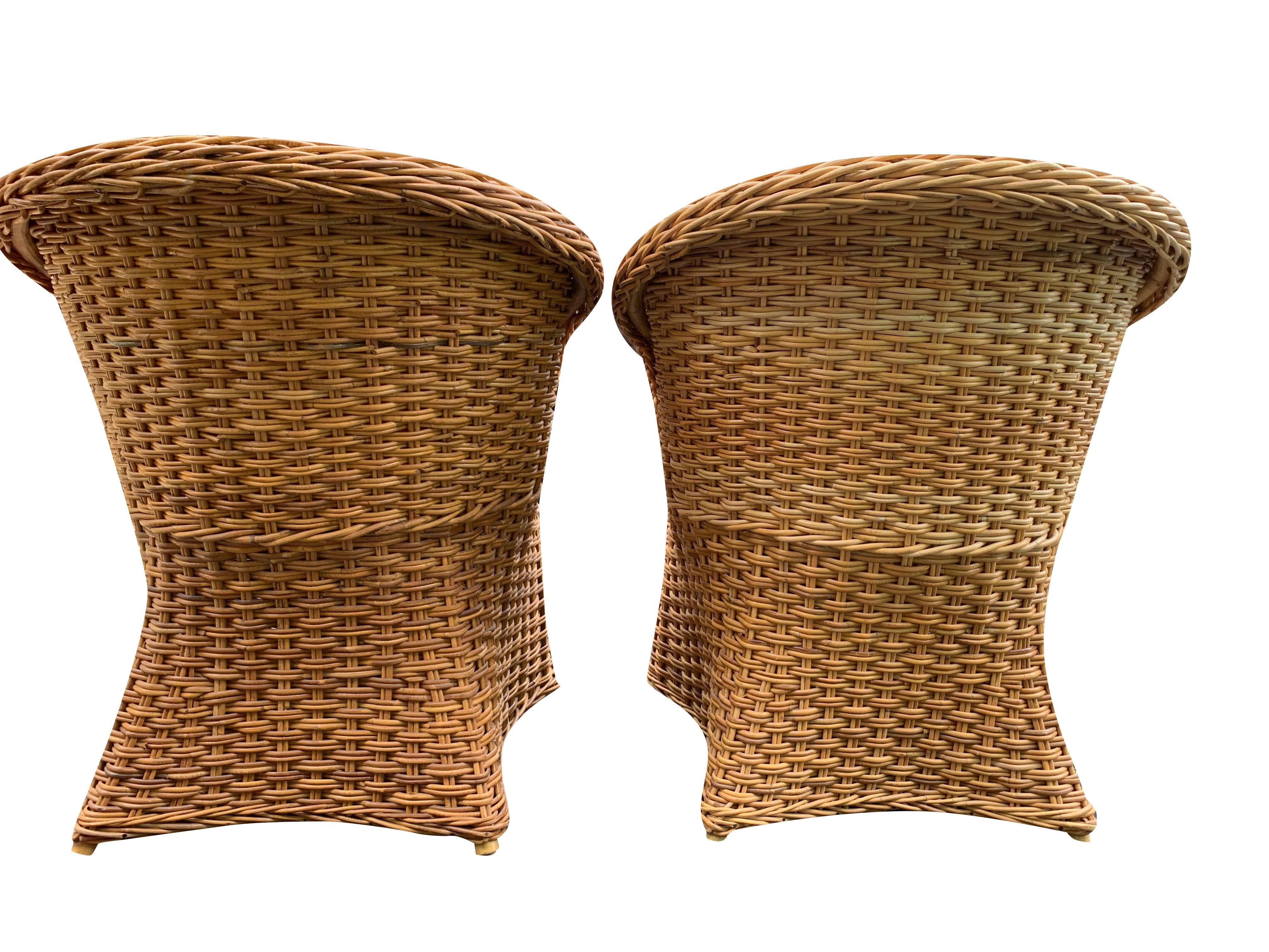 Sedie da salotto in vimini di rattan vintage - una coppia in vendita 1