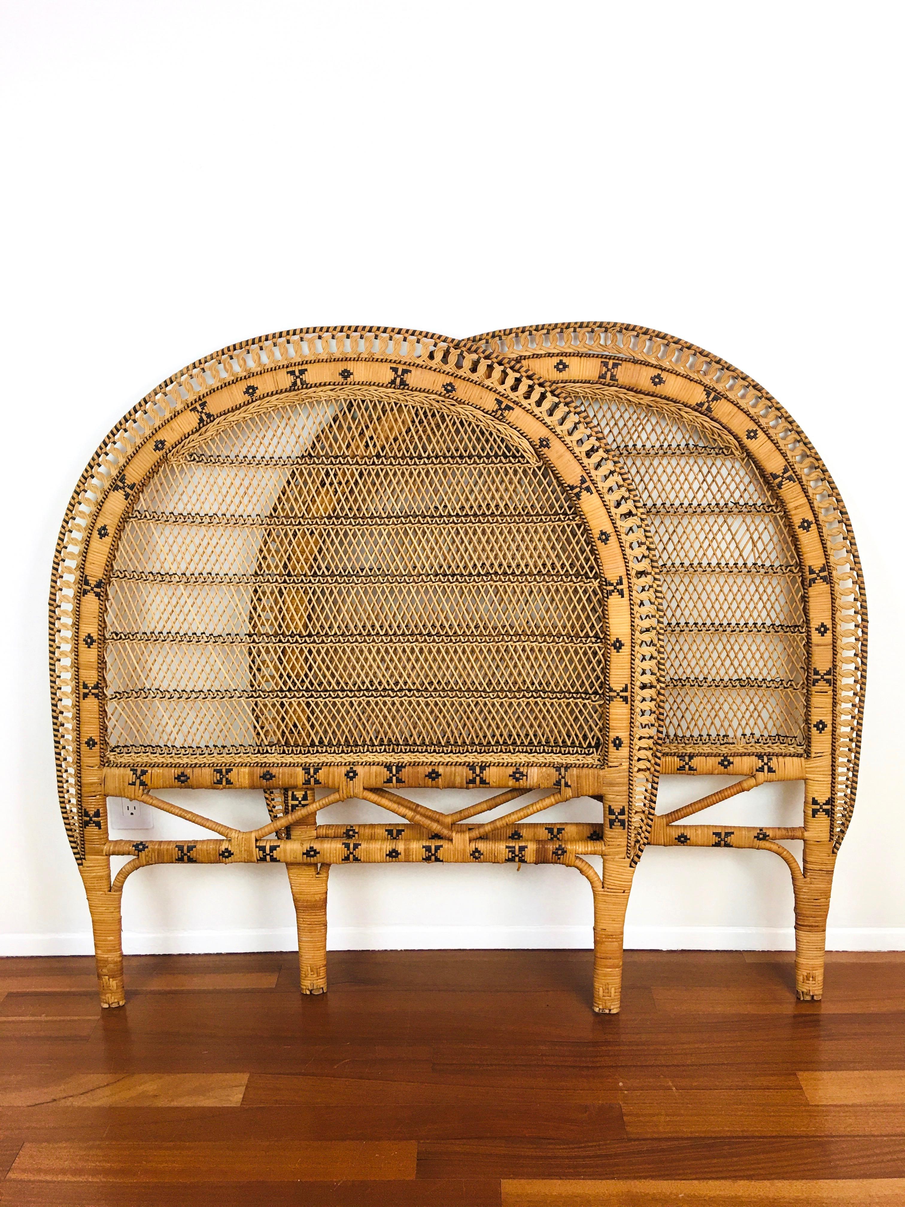 twin rattan headboard
