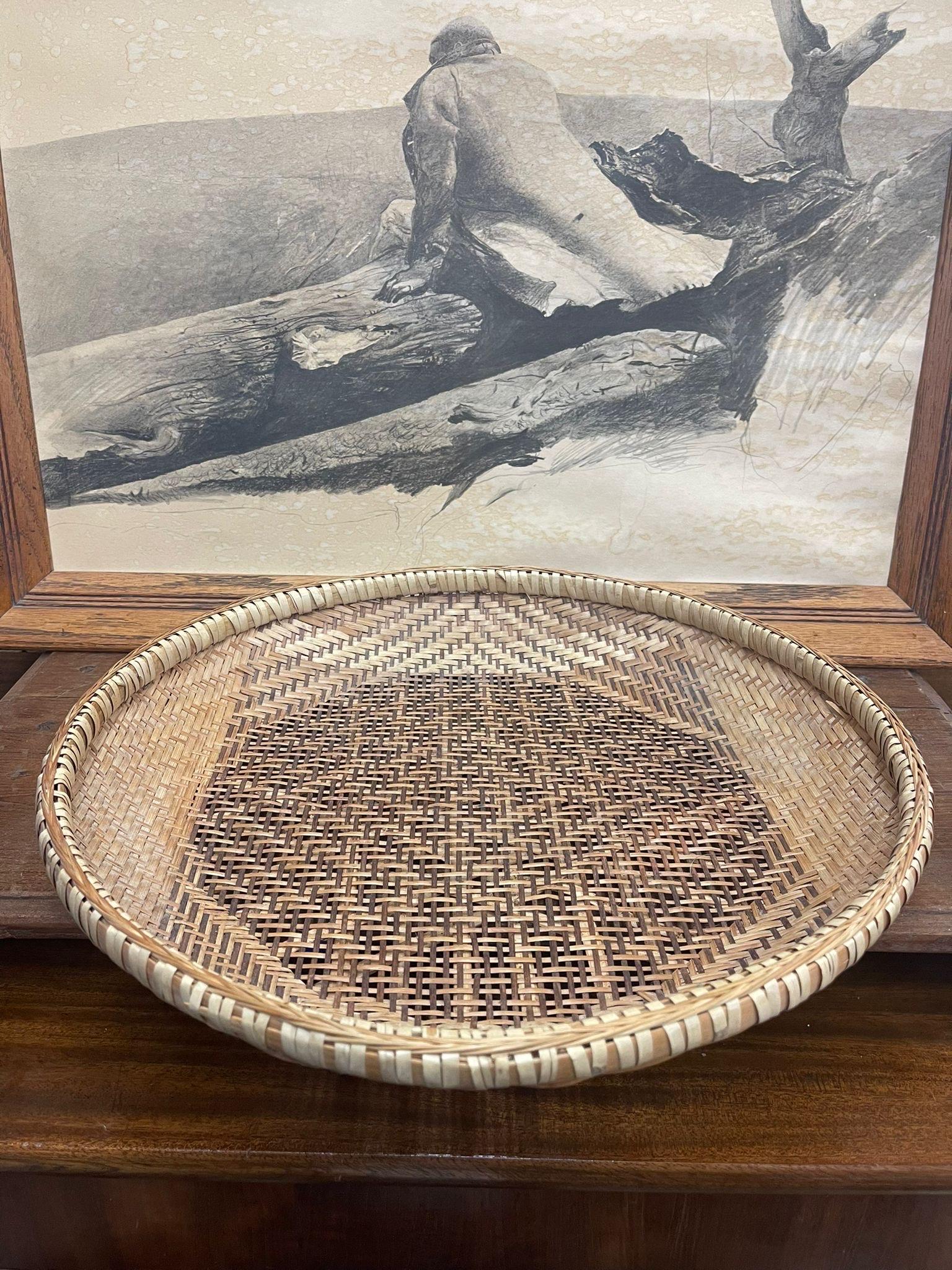 Mid-Century Modern Vintage Rattan Woven Basket. For Sale