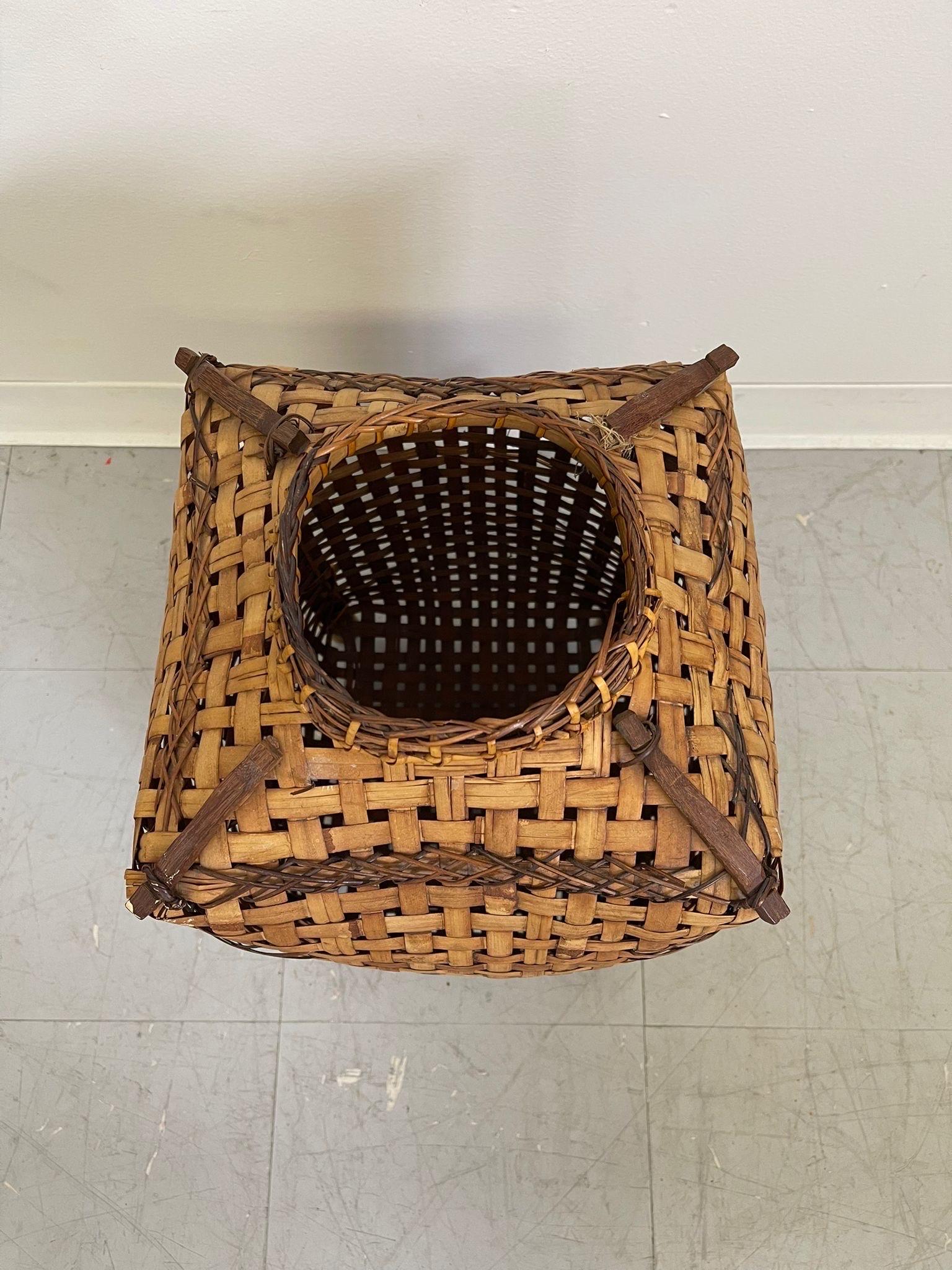 Vintage Rattan Woven Basket For Sale 2