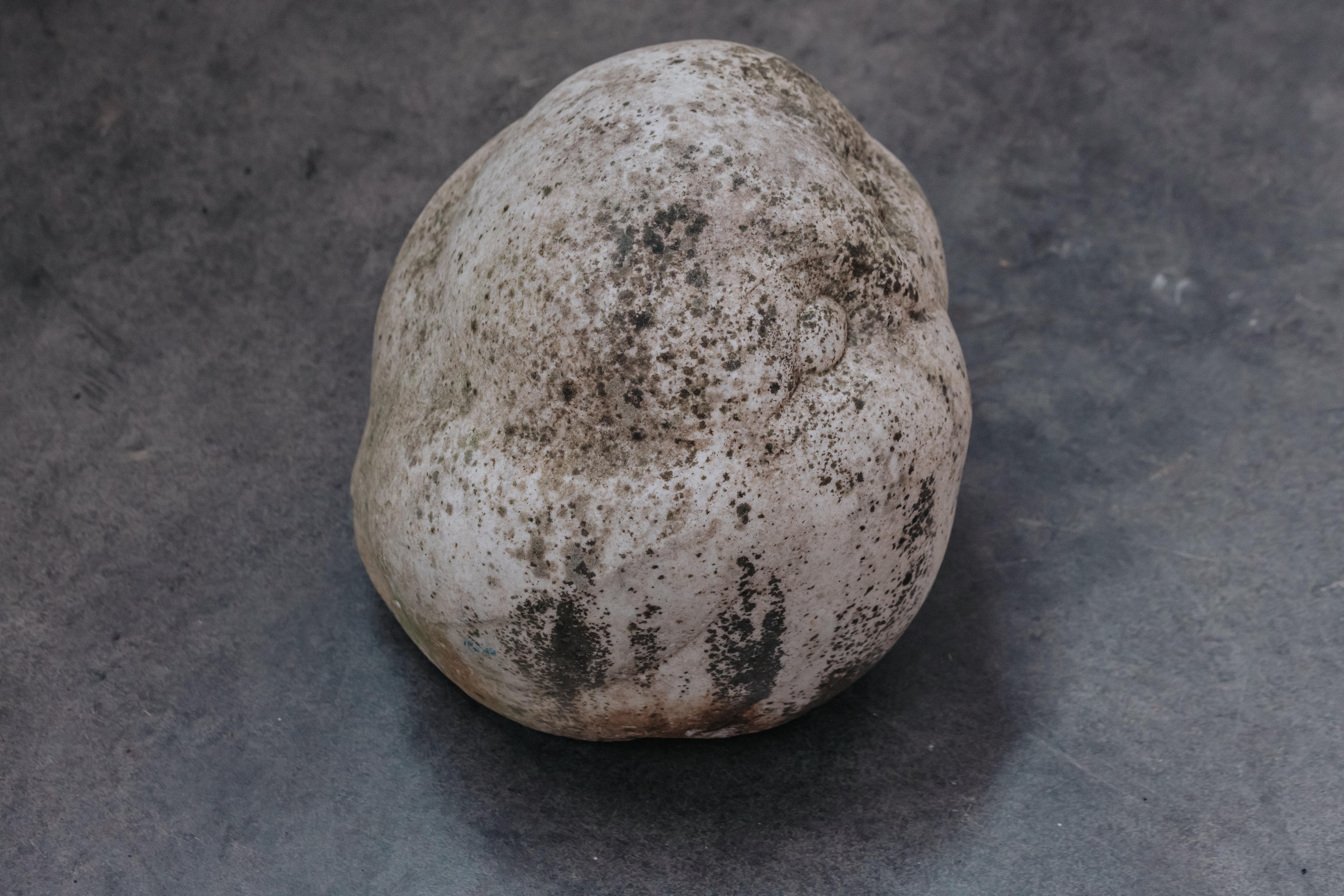 European Vintage Raw Marble Stone Owl From Denmark, Circa 1960