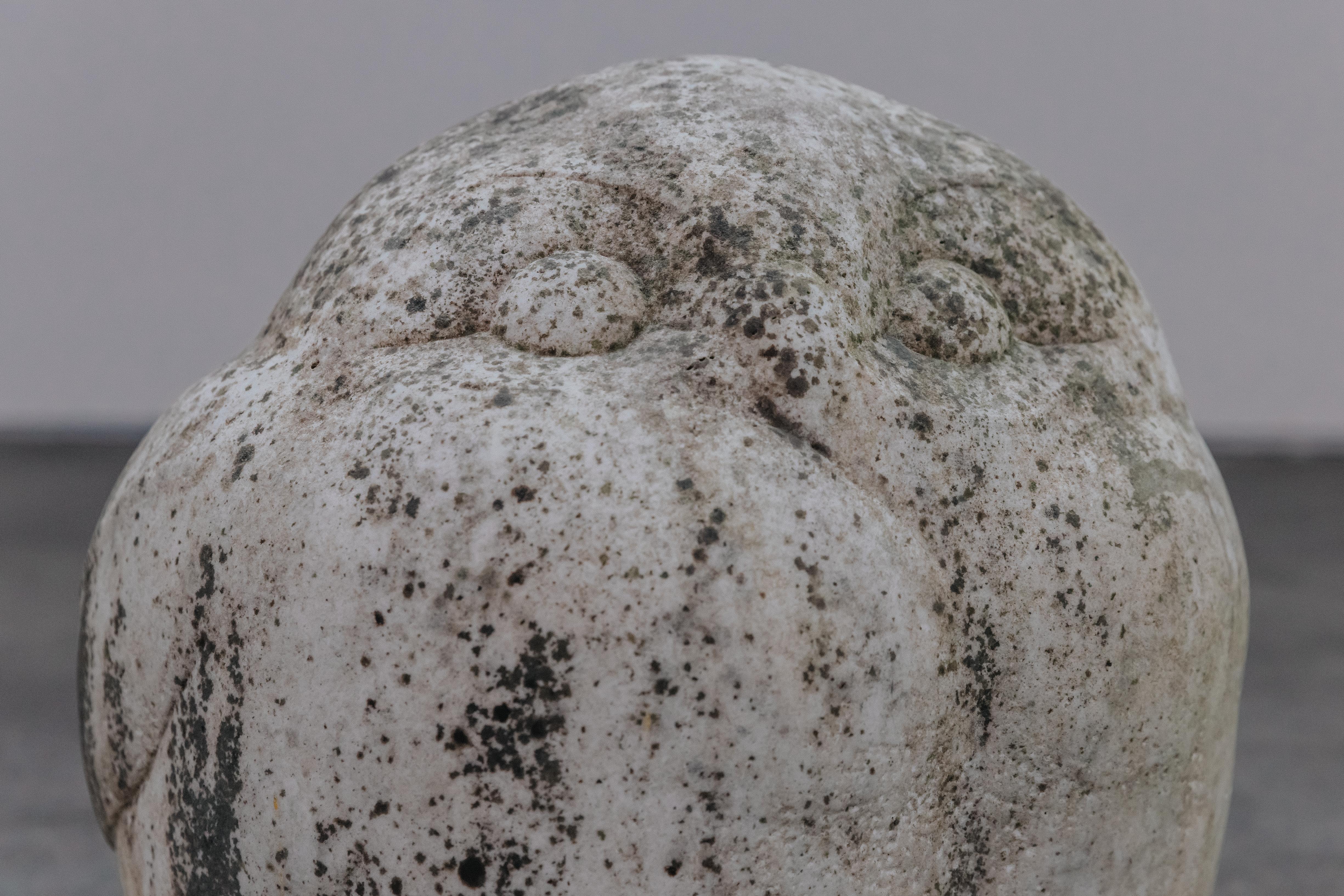 Mid-20th Century Vintage Raw Marble Stone Owl From Denmark, Circa 1960