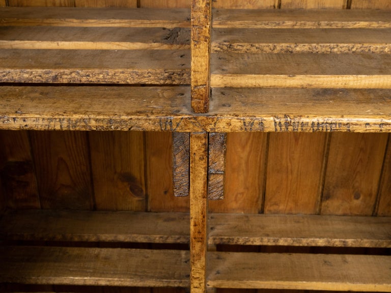 Vintage Raw Wood Pine Storage or Display with Cubby Holes