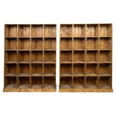 Vintage Raw Wood Pine Storage or Display Cabinets with Cubby Holes, Sold Each