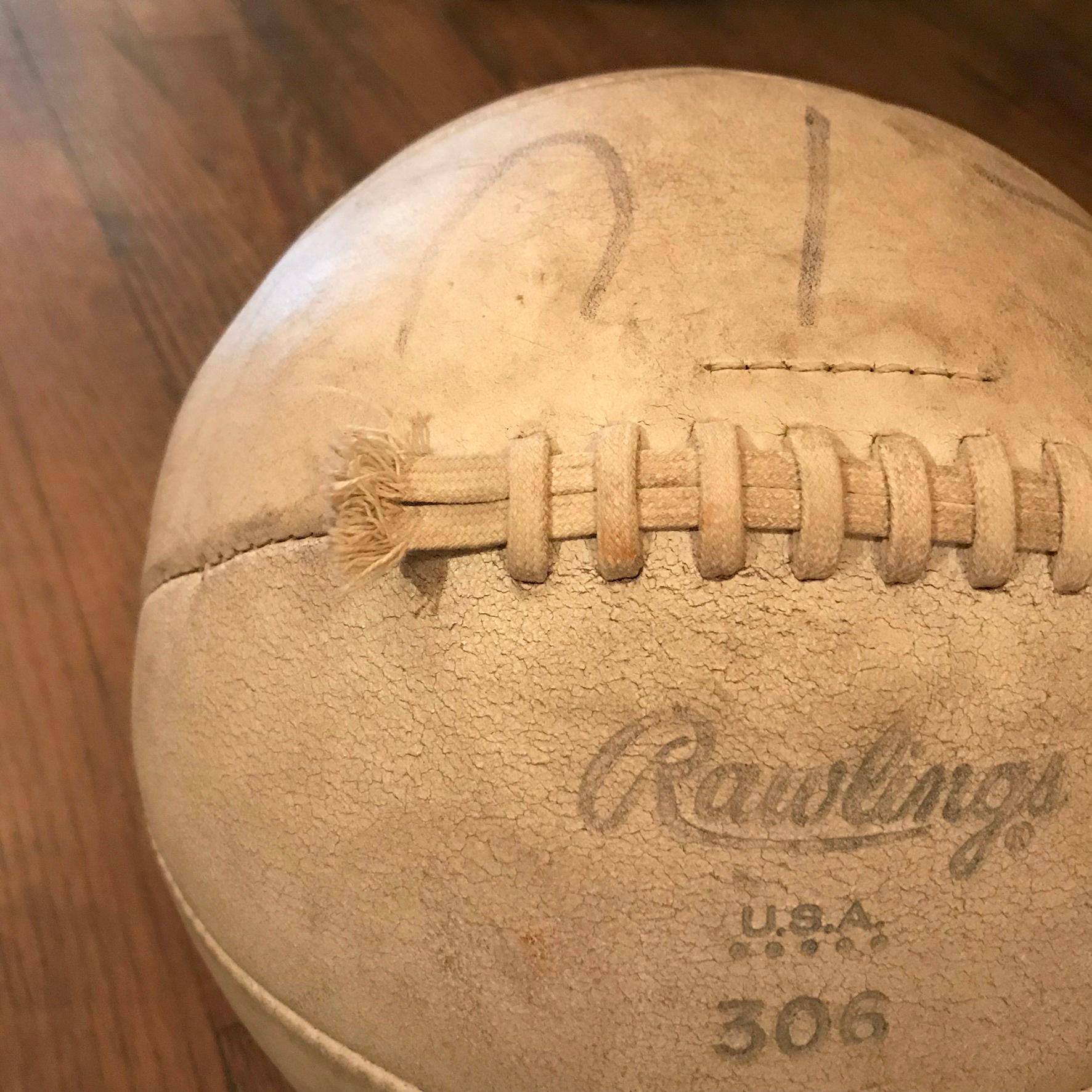 Sporting Art Vintage Rawlings White Leather Medicine Ball