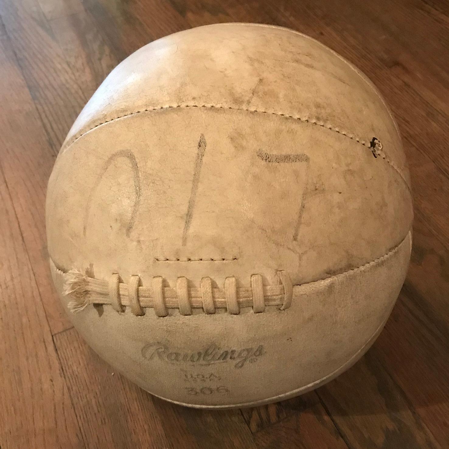 20th Century Vintage Rawlings White Leather Medicine Ball