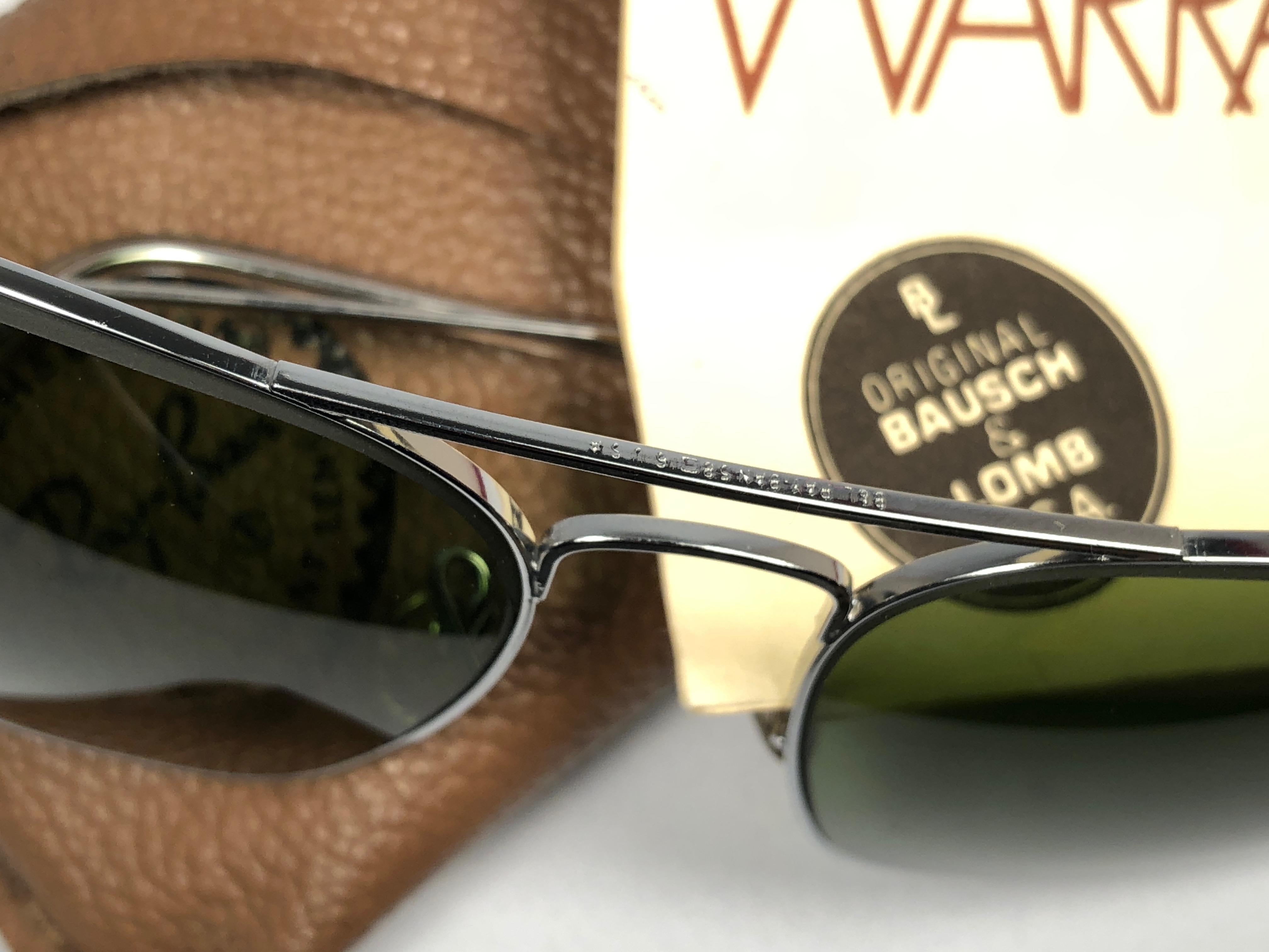 Brown Vintage Ray Ban  Avalar Silver RB3 Lenses B&L Sunglasses, 1970s 