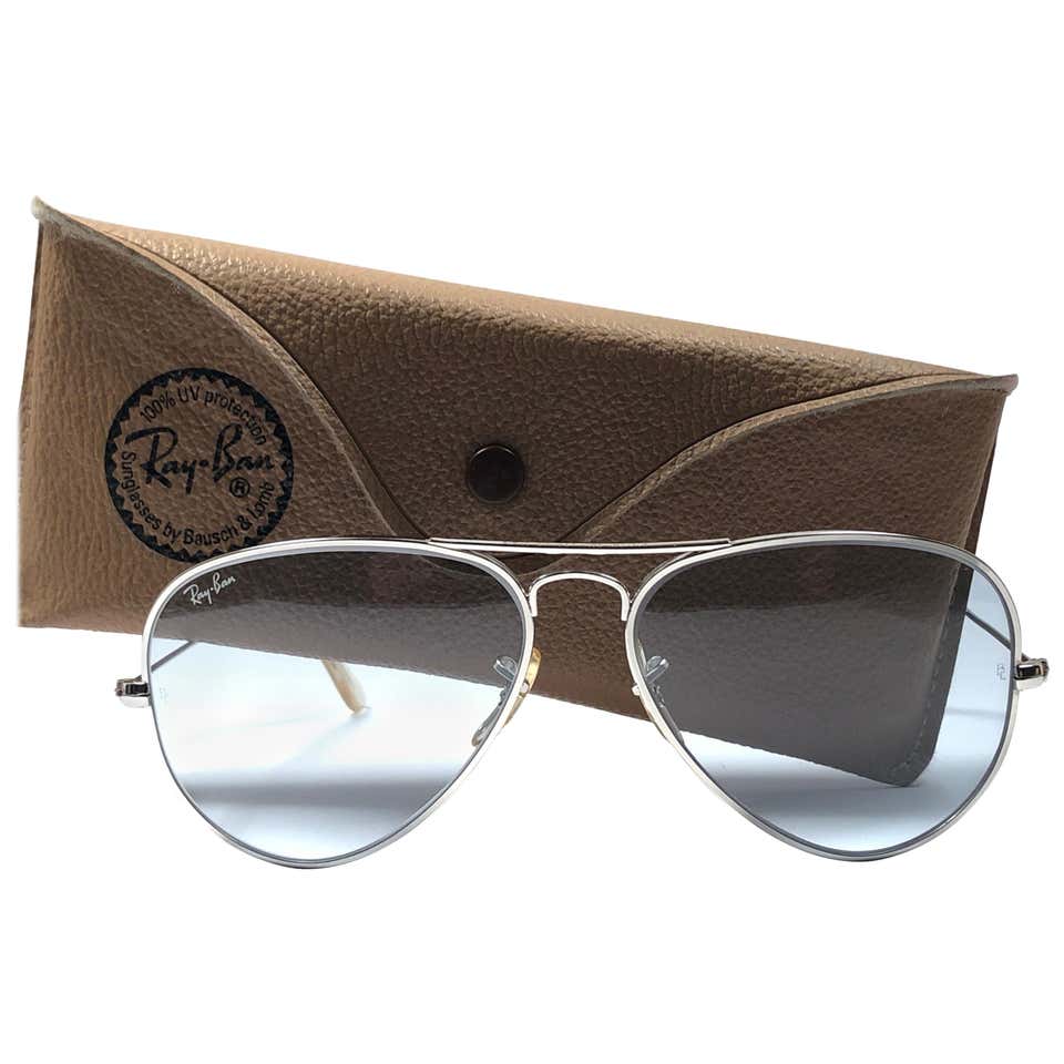 ray ban aviator silver frame blue lens
