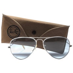 Vintage Ray Ban Aviator 58Mm Steel Blue Changeable Lenses  B&L Sunglasses