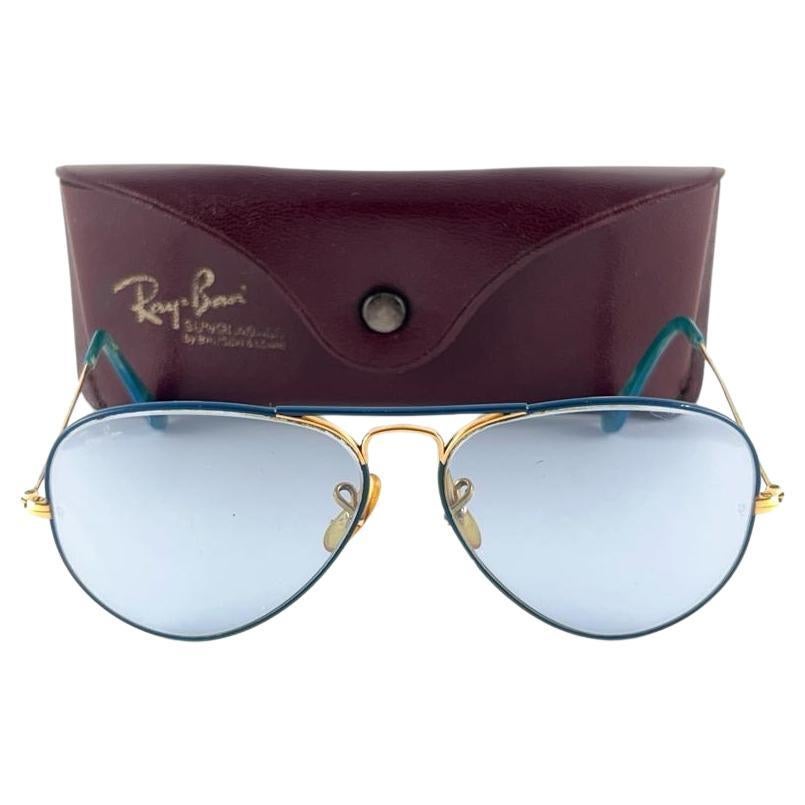 Vintage Ray Ban Aviator Flying 58 Colors Blaue B&L-Sonnenbrille mit wechselbaren Linsen, Vintage im Angebot