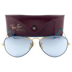 Vintage Ray Ban Aviator Flying 58 Colors Blaue B&L-Sonnenbrille mit wechselbaren Linsen, Vintage