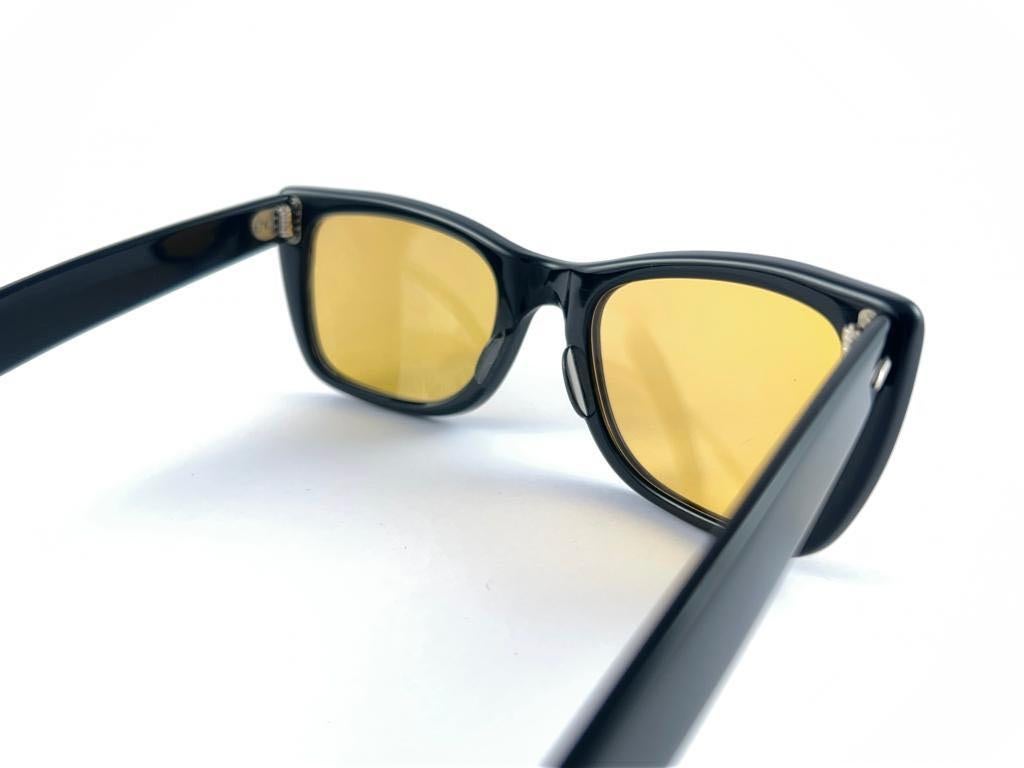 Orange Vintage Ray Ban Bob Dylan 1960 Mid Century Black Amber Lenses B&L USA Sunglasses