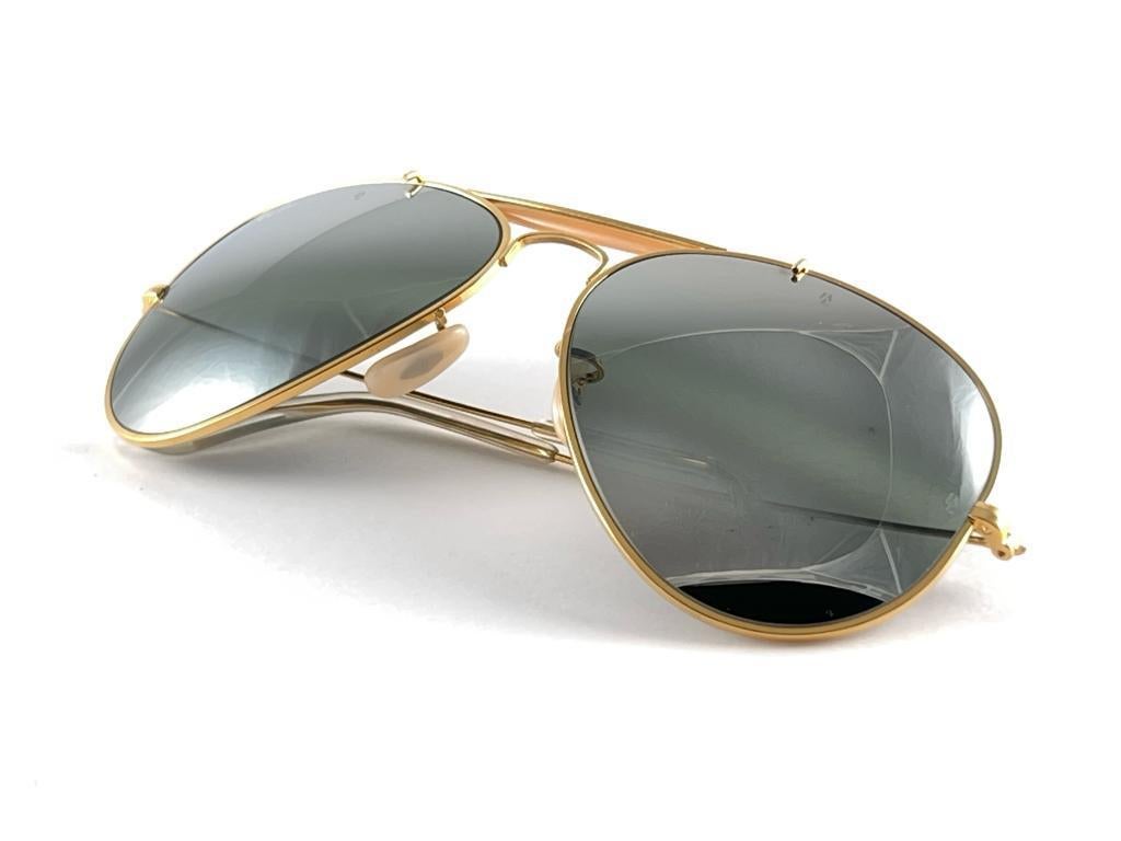 Vintage Ray Ban Double Gradient Gold Outdoorsman 62mm Collectors USA Sunglasses For Sale 6