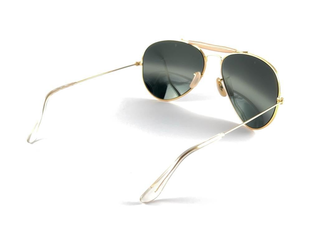 Vintage Ray Ban Double Gradient Gold Outdoorsman 62mm Collectors USA Sunglasses For Sale 7