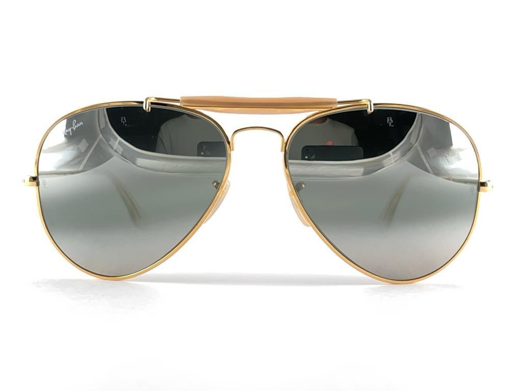 Vintage Ray Ban Double Gradient Gold Outdoorsman 62mm Collectors USA Sunglasses For Sale 8