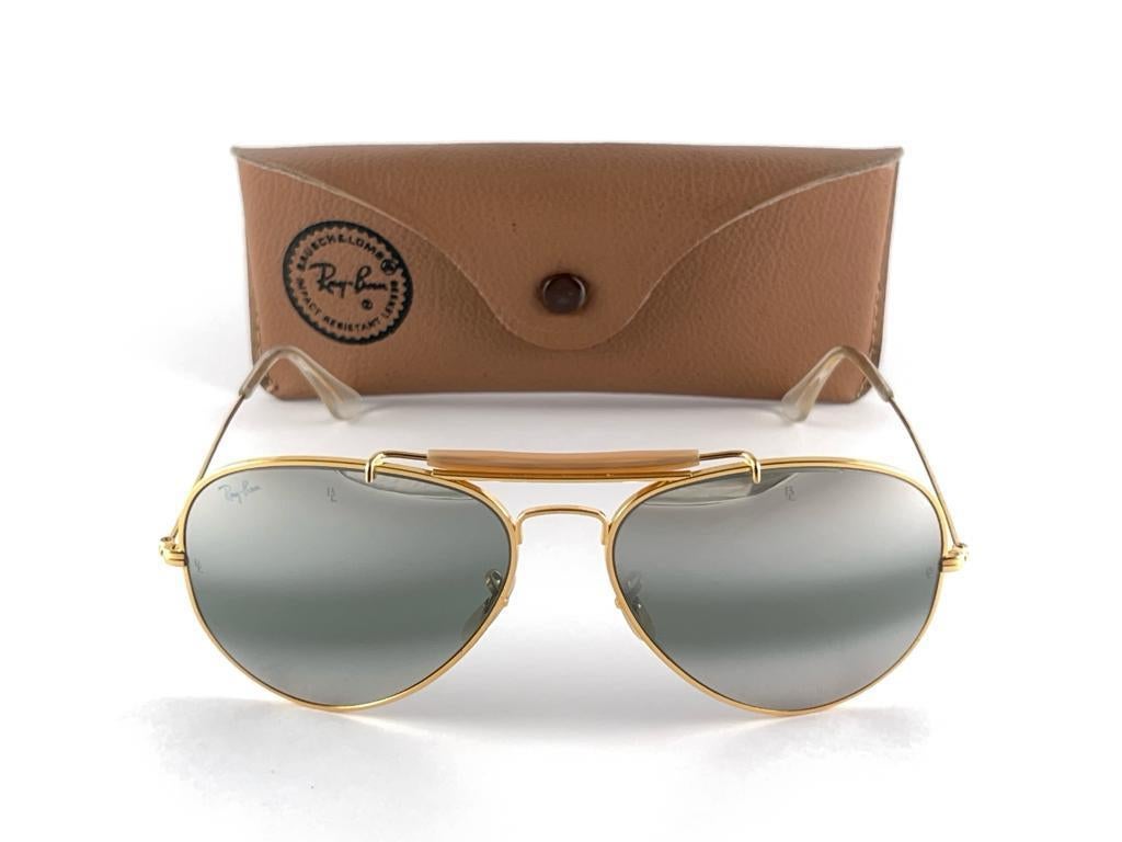 Vintage Ray Ban Double Gradient Gold Outdoorsman 62mm Collectors USA Sunglasses For Sale 9
