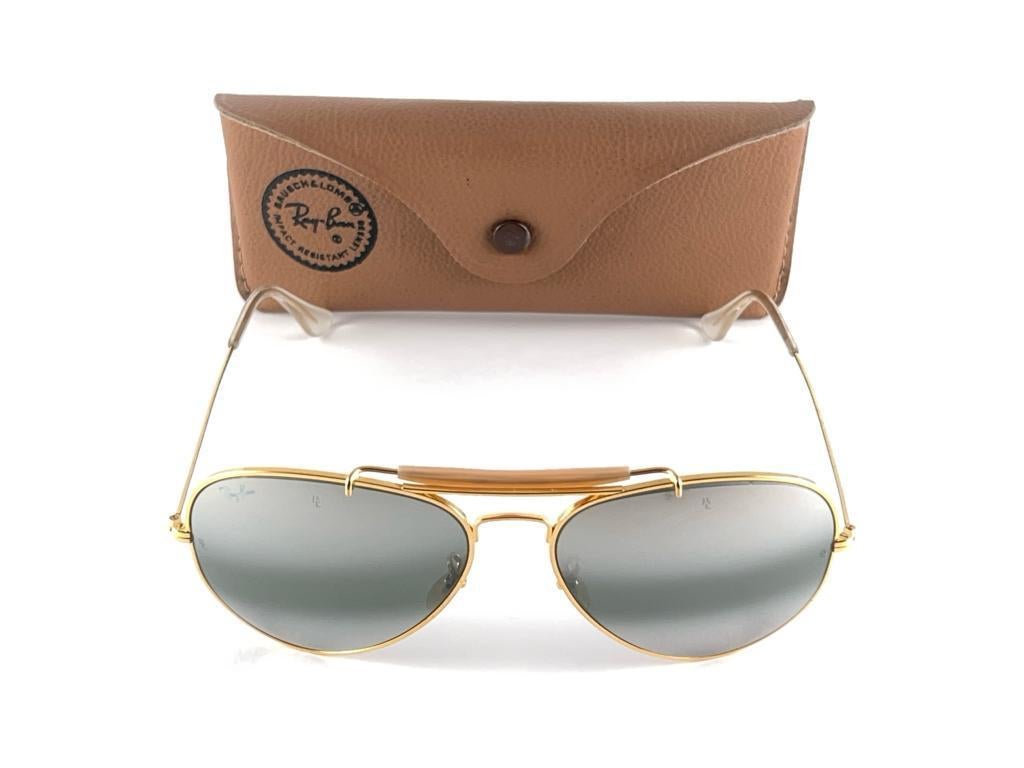 Vintage Ray Ban Double Gradient Gold Outdoorsman 62mm Collectors USA Sunglasses For Sale 11