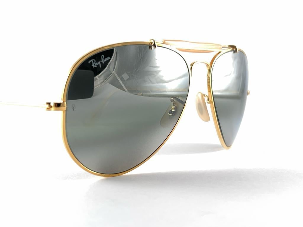 Vintage Ray Ban Double Gradient Gold Outdoorsman 62mm Collectors USA Sunglasses For Sale 1