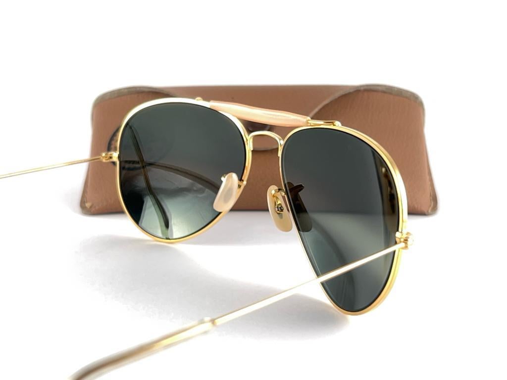 Vintage Ray Ban Double Gradient Gold Outdoorsman 62mm Collectors USA Sunglasses For Sale 3