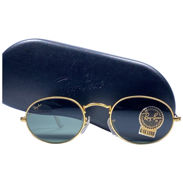 Vintage Ray Ban Gold Oval G15 Grey Lens B&L Vintage Sunglasses 1980s at  1stDibs