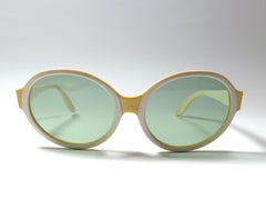 Vintage Ray Ban Ketch Oval Beige / Yellow 1970 B&L USA Sunglasses